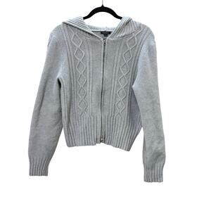 Wild Fable Gray Cable Knit Double Zip Hoodie Sweater XL Cozy Gilmore Girls